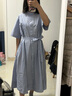 無印良品（MUJI）女式 涼感 短袖襯衫連衣裙女裝裙子純棉25年夏季長裙涼感物語 薩克森藍(lán)條紋 M (160/84A) 曬單實拍圖