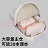 名創(chuàng  )優(yōu)品小清新書(shū)包女高級感雙肩包新款女初中高中大學(xué)生大容量背包電腦包 淺藍色【吐司掛件】 曬單實(shí)拍圖