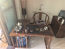 一米色彩移動(dòng)陽臺(tái)茶桌新中式家用小戶型實(shí)木茶幾旋轉(zhuǎn)茶臺(tái)燒水壺一體休閑桌 胡桃色單桌+1圍椅+2月牙椅 1.0米【贈(zèng)黑色底部上水煮茶器】 曬單實(shí)拍圖