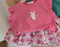 G.DUCKKIDS品牌童裝兒童套裝2025夏季新品女童飛袖短袖洋氣女寶寶碎花短褲兩 旗艦品質(zhì)粉色兔子+枚粉桃花(套裝) 90[建議90cm以下] 均碼 曬單實(shí)拍圖