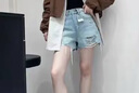 森馬（Semir）牛仔褲女寬松美式熱褲酷颯風夏街頭毛邊短褲復古辣妹103324122010 曬單實拍圖