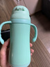 FGA富光兒童保溫杯幼兒園寶寶吸管學(xué)飲杯316不銹鋼把手喝水壺杯子綠 曬單實拍圖