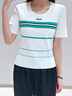 FILA 斐樂官方楊冪同款女士編織衫2025夏季時(shí)尚休閑修身?xiàng)l紋毛織上衣 曬單實(shí)拍圖