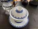 瀾春江玲瓏羊脂玉青花功夫茶具套裝竹報(bào)平安三才蓋碗高檔輕奢茶具禮盒裝 纏枝蓮套裝 【高檔禮盒裝】 曬單實(shí)拍圖