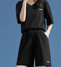 李寧（LI-NING）速干運動套裝女士2024春夏季短袖t恤冰絲休閑跑步短褲兩件套女 經(jīng)典黑（V領(lǐng)短袖） S/165 曬單實拍圖