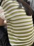 妖精的口袋鏤空條紋泡泡袖針織衫女2025夏季新款v領(lǐng)顯瘦氣質(zhì)上衣 清爽綠白條紋色 M 曬單實(shí)拍圖