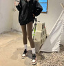 JERRIE MOCK啞光鯊魚(yú)褲女外穿春秋薄款高腰收腹提臀打底褲緊身彈力瑜伽褲高級咖-無(wú)尷尬線(xiàn)【春秋薄款】M 【建議95-100斤】 曬單實(shí)拍圖