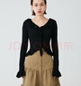 moussy 女裝新品溫柔清冷風荷葉邊V領針織開衫028HSZ70-0601 020黑色 S 00001 曬單實拍圖