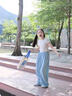 小豬彼特女童褲子夏季薄款2025年新款兒童夏裝速干闊腿褲女大童冰絲山本褲 15106藍(lán)色 140 cm 曬單實(shí)拍圖