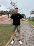 牛仔短褲男夏季美式寬松側排扣工裝抓爛五分褲子水洗做舊拼接中褲 藍色 XL 曬單實(shí)拍圖