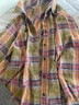 VEGA CHANG長(cháng)袖襯衫女2026新款春季復古格紋拼接寬松落肩剪裁襯衣 棕橘格 S 曬單實(shí)拍圖