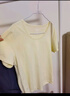 森馬（Semir）短袖t恤女短款合體顯瘦正肩內搭25夏涼感修身打底衫109325100001 曬單實(shí)拍圖