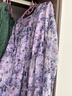 玖姿·安娜蔻【草木系列】雪紡印花木耳邊收腰連衣裙女2024春款 花紫 L 曬單實(shí)拍圖