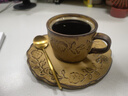 溥畔咖啡杯陶瓷特色中古浮雕咖啡杯碟套裝精致粗陶復(fù)古咖啡杯杯子 浮雕花咖啡杯碟-黃 220ml 曬單實拍圖