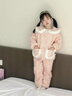 G.DUCKKIDS小黃鴨女童睡衣秋冬兒童三層加厚棉衣棉褲中小童寶寶家居服套裝 粉色小花 120 cm 曬單實(shí)拍圖