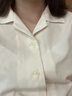 無印良品（MUJI）女式 易干彈力泡泡紗開領(lǐng)短袖衫女士襯衫襯衣女款女裝夏季上衣 米白色 M (160/84A) 曬單實拍圖