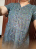 皮爾卡丹（pierre cardin）高端棉麻碎花連衣裙女2025新款氣質(zhì)大碼收腰顯瘦中長(cháng)V領(lǐng)媽媽裙子 藍灰色 M (建議90-105斤 高品質(zhì)) 曬單實(shí)拍圖