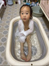 ONLYOU BABY嬰兒洗澡盆寶寶浴盆嬰幼兒坐躺新生兒家用兒童可折疊浴桶小孩洗澡【智能感溫】浴網(wǎng)+懸浮墊+臉盆*3【安伯灰】（送禮包） 曬單實(shí)拍圖