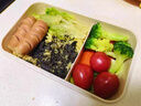 FVFH日本塑料飯盒上班族輕食便當(dāng)盒可微波爐加熱減脂餐盒分格帶飯餐盒 米白色-(送筷勺) 1100ML 曬單實(shí)拍圖