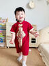 G.DUCK KIDS小黃鴨新生嬰兒衣服夏季薄款連體衣純棉國風(fēng)滿(mǎn)月男女寶寶周歲衣服紅色66cm 66建議1-3個(gè)月10斤-13斤 曬單實(shí)拍圖