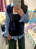 凱安尼（KAIANNI）韓系穿搭一整套裝復古v領(lǐng)麻花針織衫馬甲背心疊穿藍色格紋襯衫女 【單件】格紋襯衫 M 曬單實(shí)拍圖