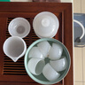 胖東來品質漢白玉琉璃功夫茶具套裝家用辦公蓋碗茶杯禮盒雕刻logo 琉璃(金色)茶具禮盒裝 10 曬單實拍圖