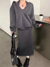 妙奕嘉衛衣裙子兩件套女裝套裝秋冬裝搭配一整套休閑套裝居家服大碼女裝 掛脖連帽衛衣裙套裝【灰色-衛衣+掛脖裙】 M （建議100斤以?xún)龋?曬單實(shí)拍圖