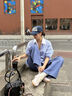 H's【氧氣麻】原色漢麻牛仔褲女25年夏季新款設(shè)計感抽繩腰帶闊腿褲 淺牛仔藍(lán) S 曬單實拍圖