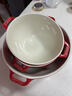 琺寶（staub）陶瓷碗大號(hào)沙拉碗家用甜品碗泡面湯碗面碗烘焙雙耳飯碗 25cm 櫻桃紅 曬單實(shí)拍圖