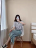 莫代爾復(fù)古破洞七分直筒牛仔褲女2025夏季新款高腰寬松顯瘦懷舊闊腿褲子 MX-8-1347_藍(lán)色 M 建議98-110斤 曬單實拍圖