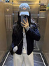 妃莉杋（FeiLiFan）休閑褲女裝套裝秋季新款2025秋裝學(xué)院小香風(fēng)穿搭針織上衣闊腿褲女 藍色假兩件上衣+褲子 M 曬單實(shí)拍圖