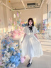 韓菲奴日系甜美lolita洛麗塔斗篷連衣裙夏季小個(gè)子白色蕾絲長裙子系 白色連衣裙+領(lǐng)結(jié) XL 180 曬單實(shí)拍圖