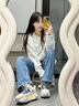 迪芙斯星期六旗下老爹鞋女款2025年新款夏季運(yùn)動(dòng)網(wǎng)面鞋透氣休閑厚底百搭 藍(lán)色/白灰【百搭輕便網(wǎng)面款】 37 曬單實(shí)拍圖