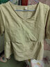啄木鳥(niǎo)（TUCANO）棉麻短袖V領(lǐng)襯衫女裝夏季新款中年老年媽M媽時(shí)尚休閑亞麻純色上衣 卡其色 M 曬單實(shí)拍圖