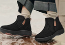 Pansy盼喜日本雪地靴女保暖短靴冬季羊毛防水棉鞋休閑鞋4128 黑色 38 曬單實(shí)拍圖