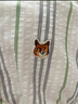 William fox&sons100%精梳棉印花泡泡紗輕盈面料刺繡狐貍頭寬松休閑潮流短袖襯衫男 條紋綠 S /46 曬單實拍圖