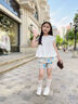 優(yōu)優(yōu)1點（Yoyo one）女童短褲夏季外穿全棉碎花女孩裙褲夏天2025新款兒童夏裝褲子五分 2228紫色 120 120cm 曬單實拍圖