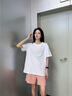 回力白色短袖t恤女正肩2025新款爆款中學(xué)生純色休閑半袖夏季純棉體恤 曬單實拍圖