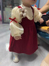 G.DUCKKIDS小黃鴨女童套裝春秋款連衣裙周歲女寶寶公主裙禮服兒童秋冬兩件套 紅色春秋套裝（花朵款?yuàn)A子） 90 尺碼1~2歲【 80-90cm】 曬單實(shí)拍圖