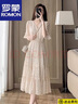 羅蒙（ROMON）超仙溫柔風(fēng)雪紡碎花連衣裙女2025新款夏季氣質(zhì)v領(lǐng)收腰茶歇a字裙子 圖片色 M 建議101-110斤 曬單實拍圖