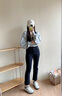 美麗衣櫥（BEAUTIFUL WARDROBE）純色簡(jiǎn)約女式牛仔褲2025秋季小個(gè)子休閑百搭九分直筒褲子女 曬單實(shí)拍圖
