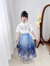 迪士尼女童套裝2025新款春秋艾莎公主馬面裙中小童女寶寶公主裙時尚百搭 藍色（荷葉）短袖套裝 110 cm 曬單實拍圖