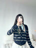 瑪麗亞·古琦（MARJA KURKI）送媽媽生日禮物雙面異色真絲方巾桑蠶絲絲巾女禮盒裝花邊木藍綠 曬單實拍圖