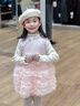 班喜迪女童連衣裙秋裝兒童國風(fēng)公主裙周歲寶寶禮服秋冬加絨網(wǎng)紗裙子套裝 粉色 加絨 100 曬單實(shí)拍圖