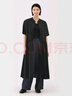 無印良品（MUJI）女式 漢麻 棉 短袖連衣裙 女裝裙子25年夏季寬松透氣長裙BC2MJC5S 黑色 M （160/84A） 曬單實拍圖