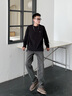 Calvin KleinJeans25秋季新款男士休閑通勤ck刺繡純棉圓領(lǐng)打底長(cháng)袖T恤4RD247G UB1-太空黑 L 曬單實(shí)拍圖