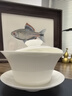 鈺銓龍門(mén) 白瓷薄胎懸停蓋碗 德化羊脂玉瓷小號馬蹄三才蓋碗上釉陶瓷泡茶碗 薄胎馬蹄蓋碗+馬蹄杯*2 曬單實(shí)拍圖