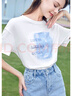 百圖betu女裝夏新款T恤海洋珠片繡印花短袖寬松純棉T恤女2304T20 白色 M 曬單實(shí)拍圖