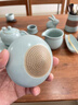 石茗堂天青汝窯功夫蓋碗茶壺茶具整套冰裂紋茶器客廳家用現代輕奢禮盒裝 西施壺19頭套組-天青 曬單實(shí)拍圖