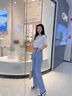 Khwfjas一線品牌復(fù)古藍(lán)窄版高腰直筒牛仔褲女2025夏寬松顯瘦百搭闊腿 淺藍(lán)色（長褲）【常規(guī)款】 S 【體重:87-96斤】 曬單實拍圖